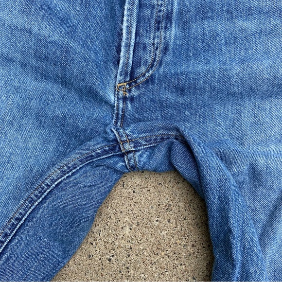 Agolde Los Angeles Riley Crop Straight Distressed Light Blue Denim Jeans - Picture 7 of 11